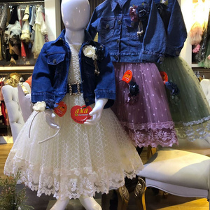 denim top dress for baby girl new frock umbrella design with hairband latest collection of party wear