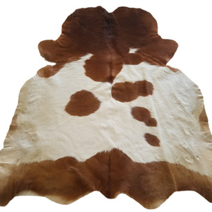 Tan & White Real Cowhide Fur upholstery leather for Arm Chair/Leather Chair For Indoor And Outdoor Decorations Carpets