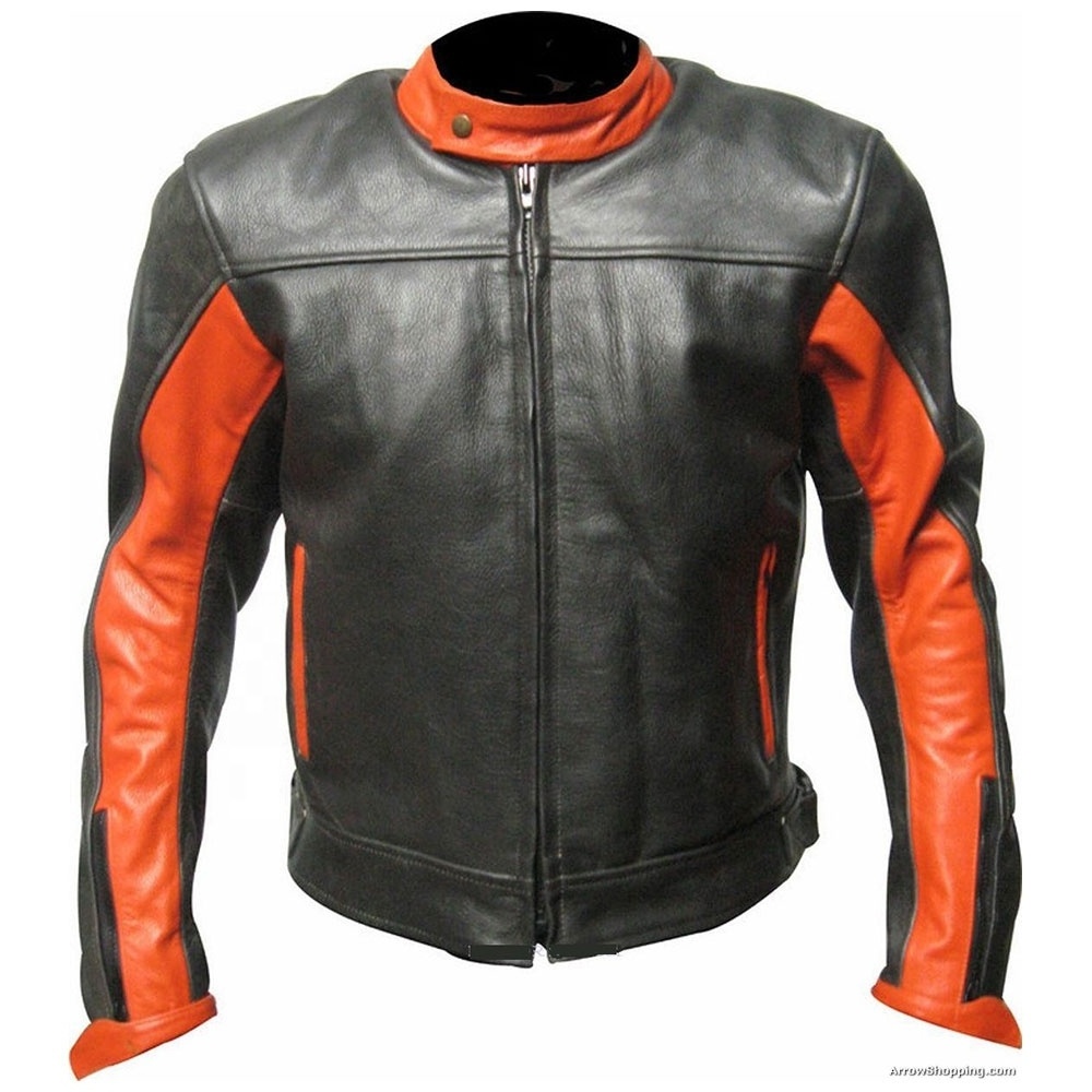 Men Biker Leather Jacket with Stripes Motorbike Motorcycle Riding Clothing Waterproof Winter Jacket