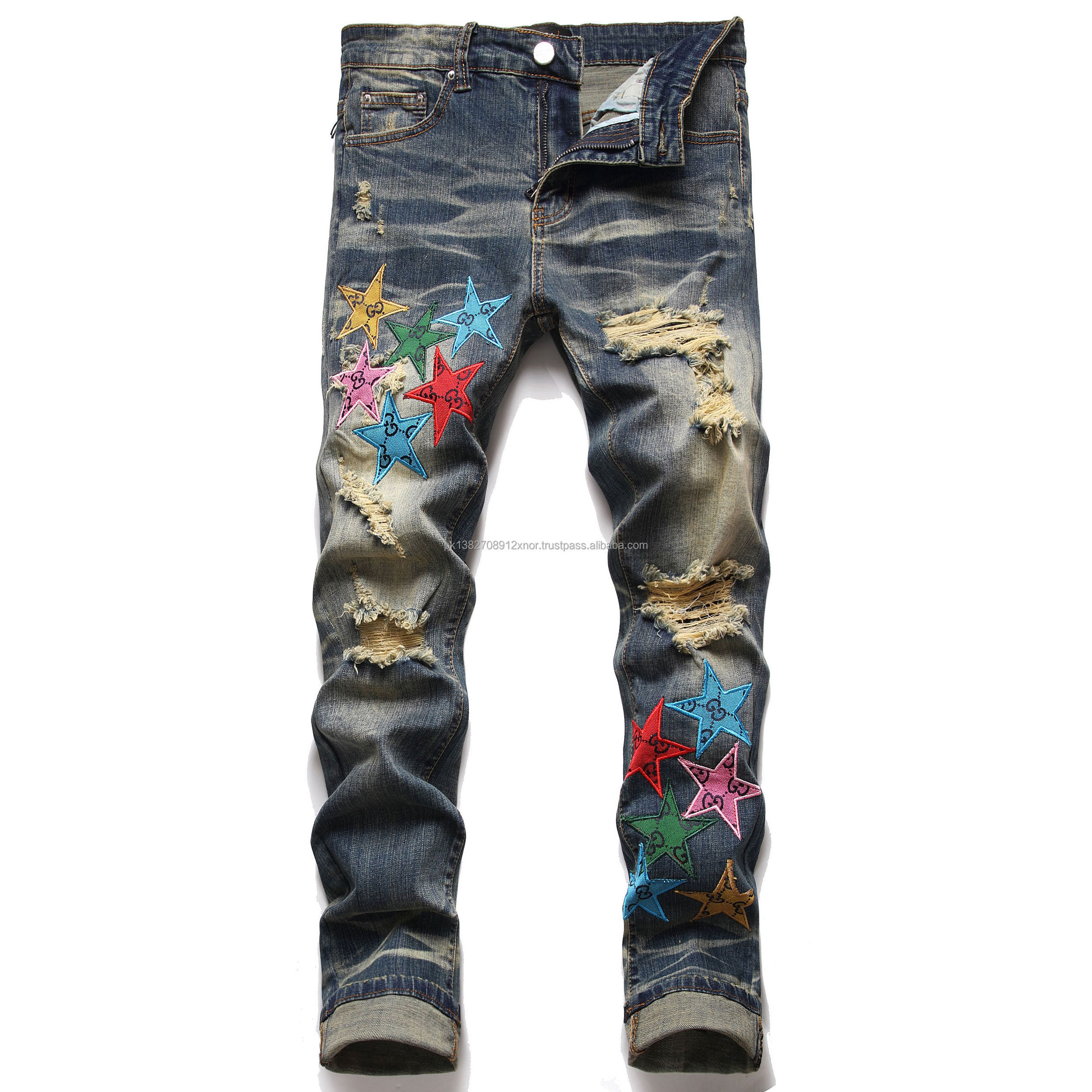 OEM wholesale factory custom high street cargo pants denim jeans men stylish 100% cotton men's jeans men's summer jeans