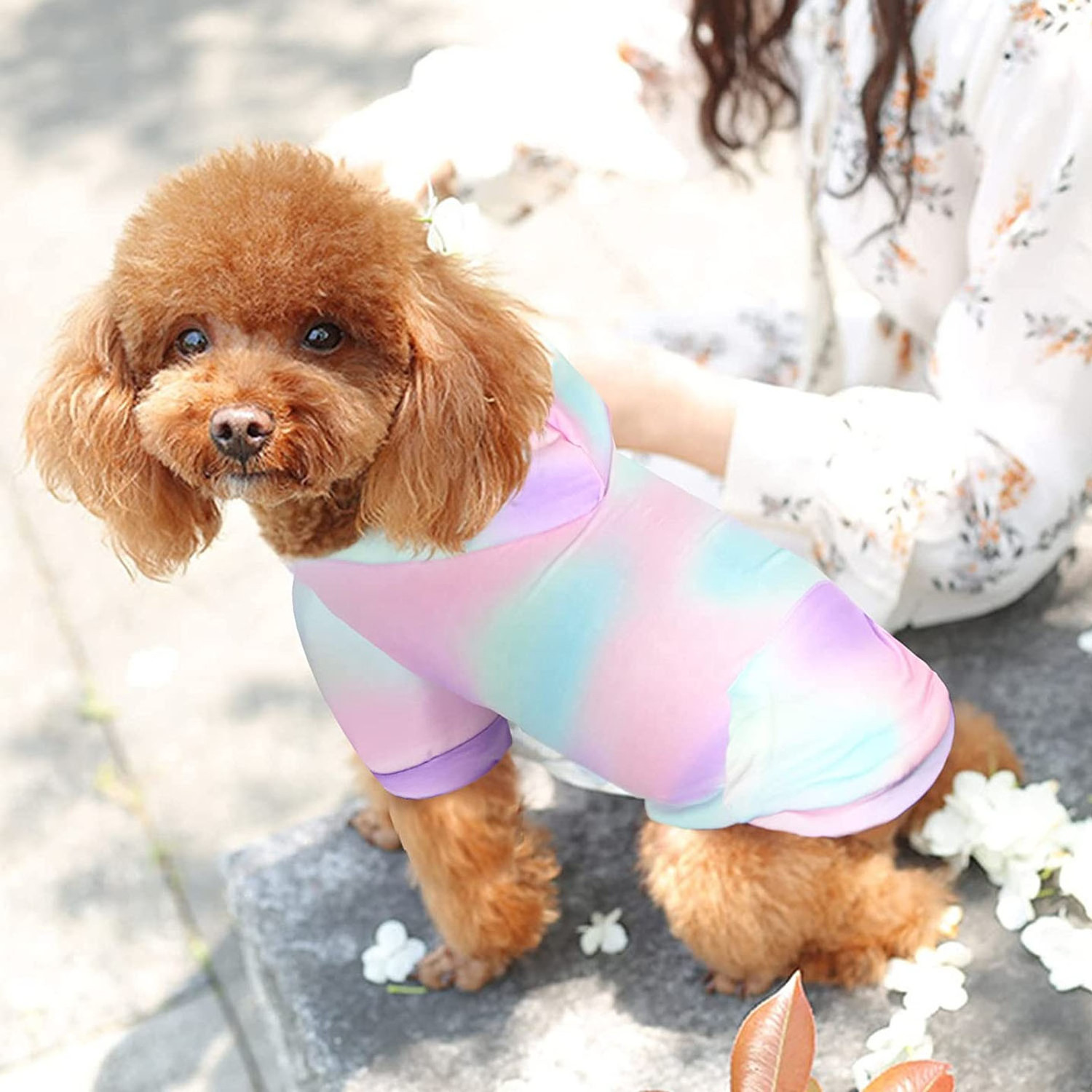 Tie Dye Dog Fleece Hoodie Soft & Breathable Sublimation Hood Small Medium Puppy Clothes Dog Sweater With Pocket Pet Sweatshirt