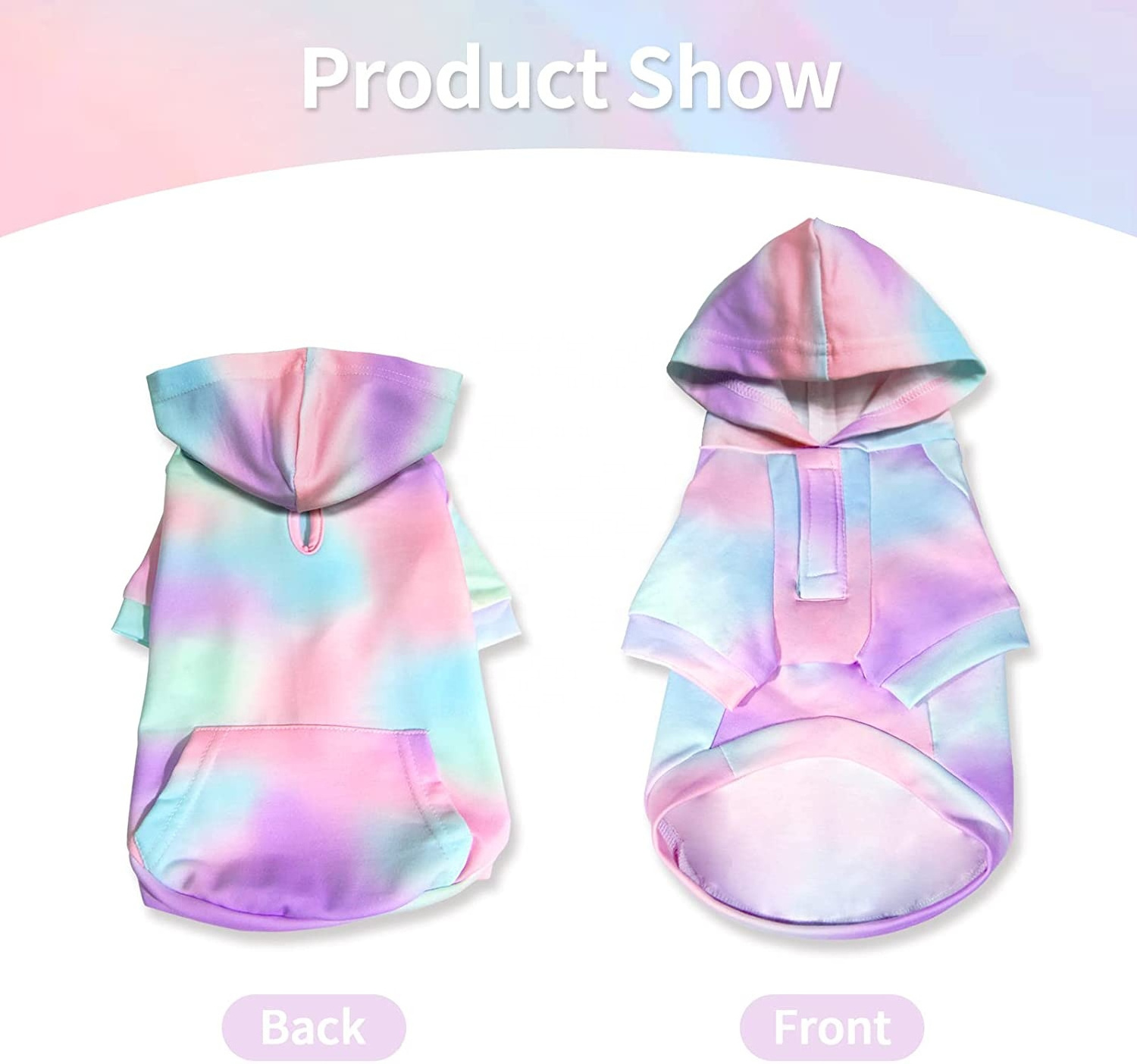 Tie Dye Dog Fleece Hoodie Soft & Breathable Sublimation Hood Small Medium Puppy Clothes Dog Sweater With Pocket Pet Sweatshirt