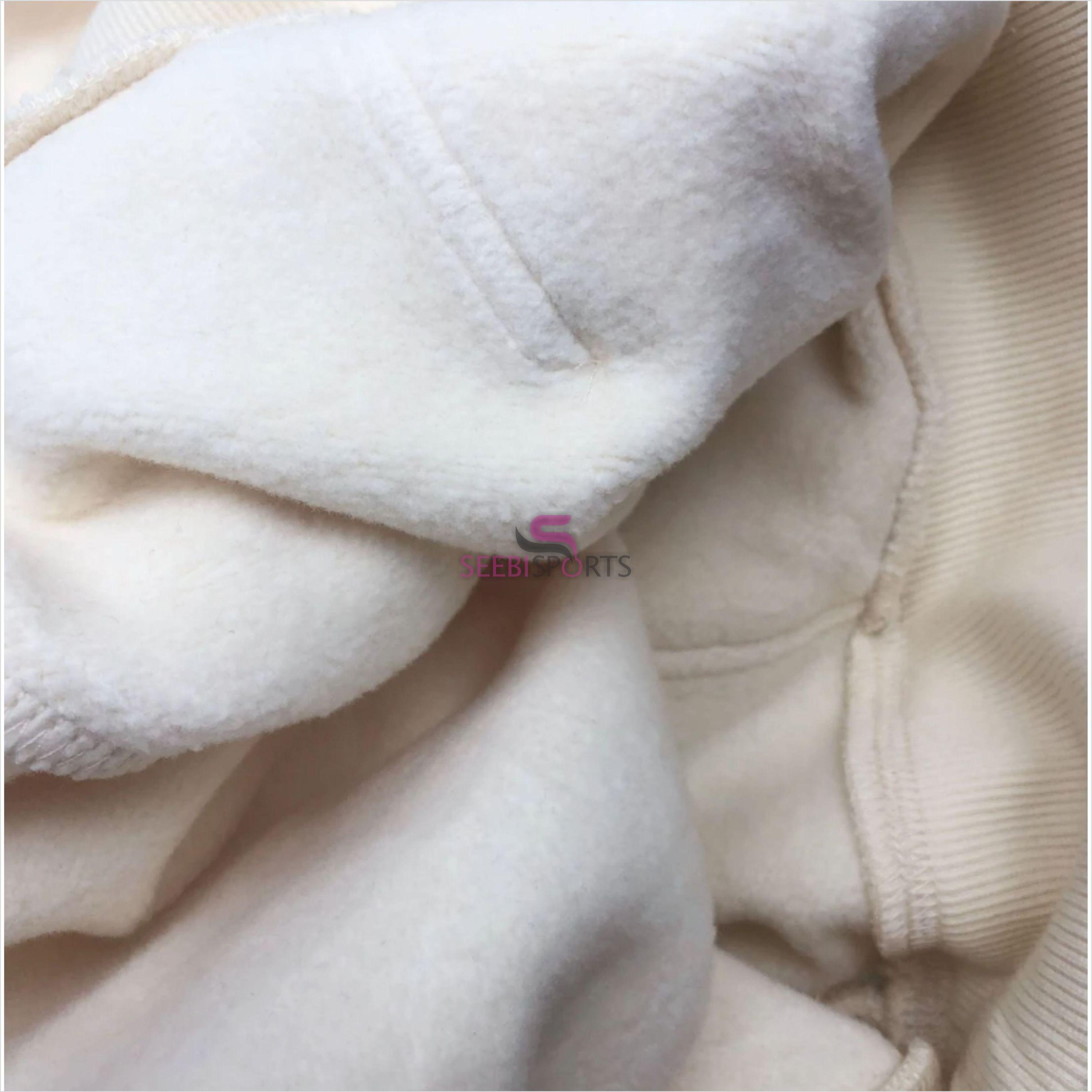 Satin Lined Hoodie Unisex Fleece Lined Thick Cream Beige Hoodies Long Sleeve Printed Customized Wholesale Soft hoodies