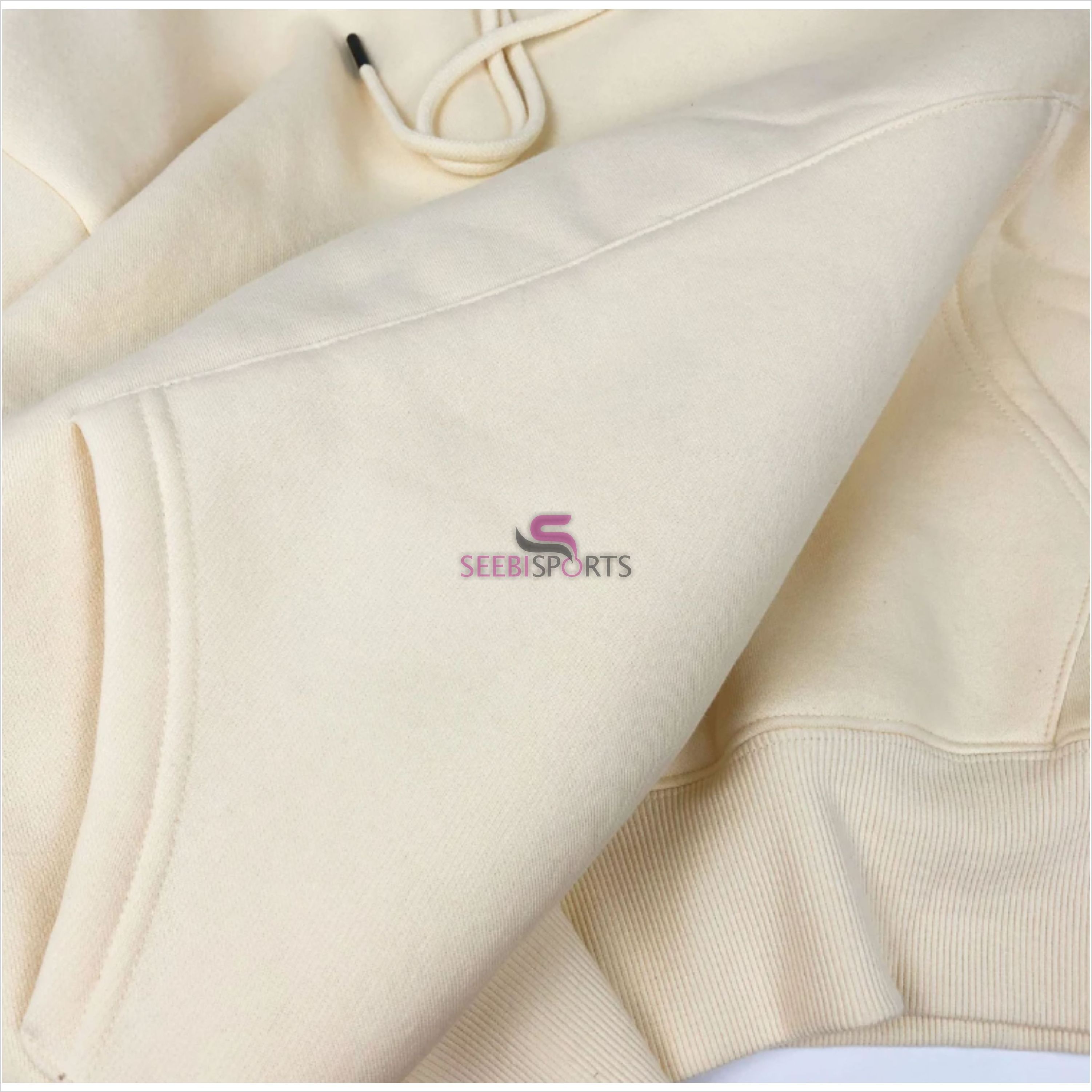 Satin Lined Hoodie Unisex Fleece Lined Thick Cream Beige Hoodies Long Sleeve Printed Customized Wholesale Soft hoodies