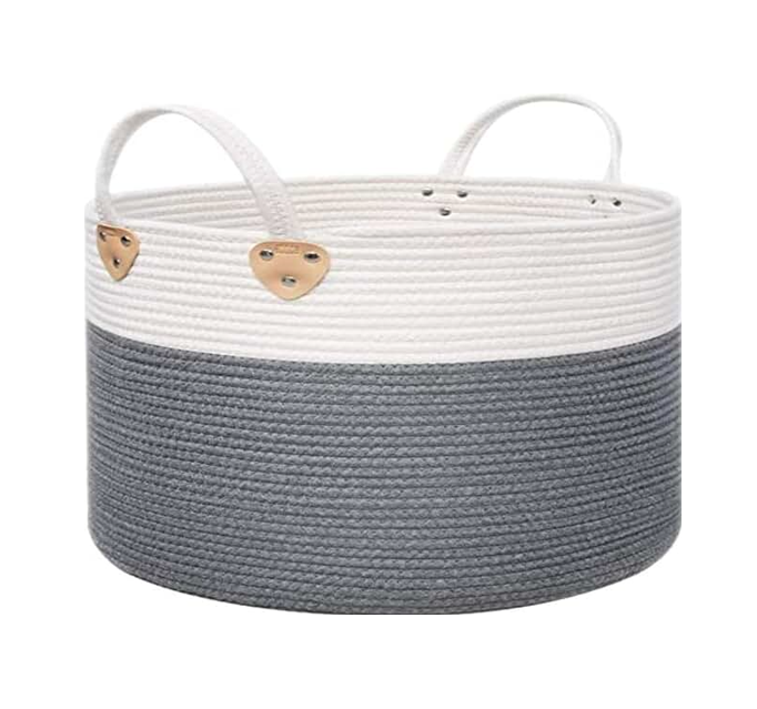 Large Cotton Rope Woven Laundry Basket Decorative Basket For Blankets Clothes Toys Pillows Towels Baby Nursery Basket