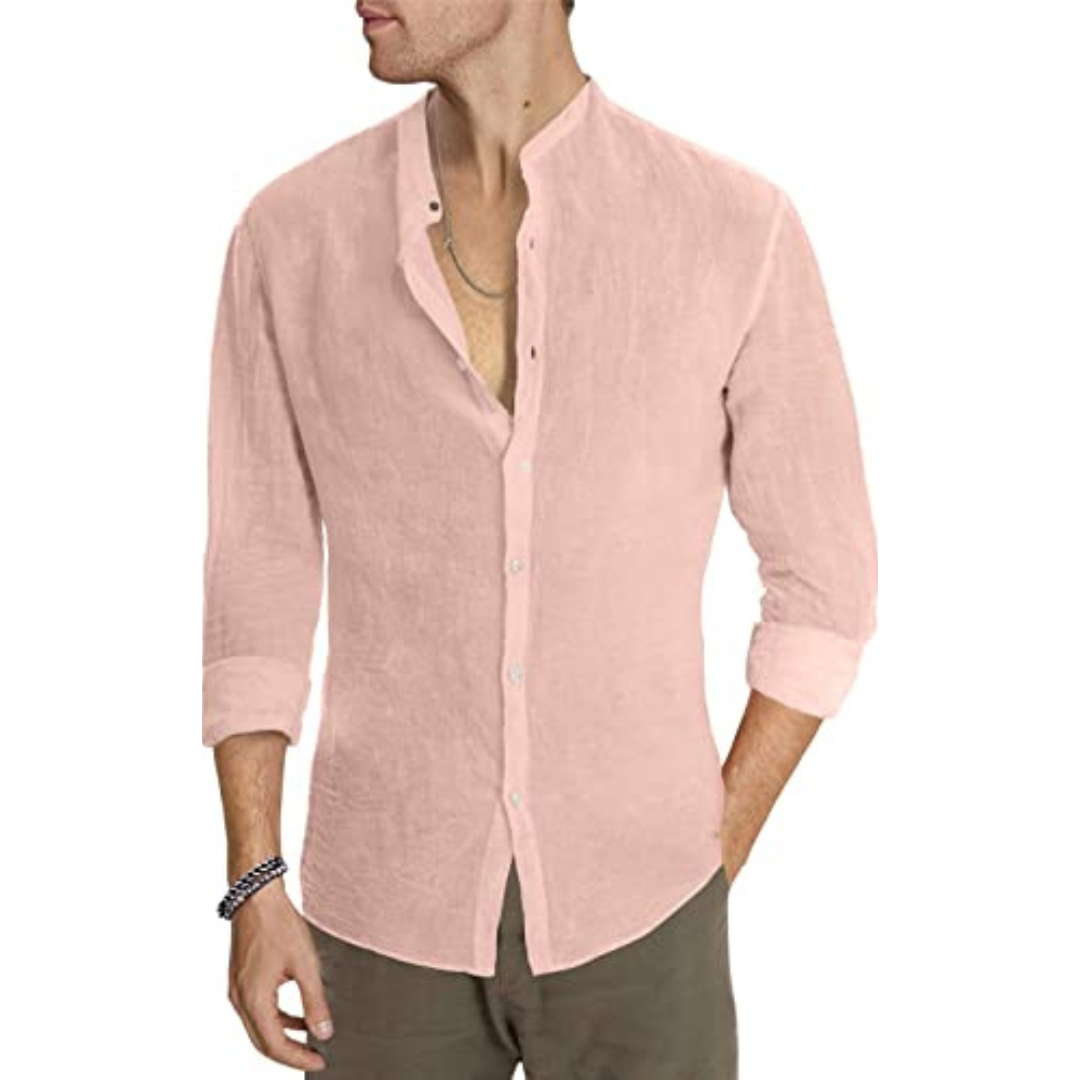 Premium Quality OEM Custom Mens Cotton Linen Shirts Casual Long Sleeve Button Down Beach Shirt