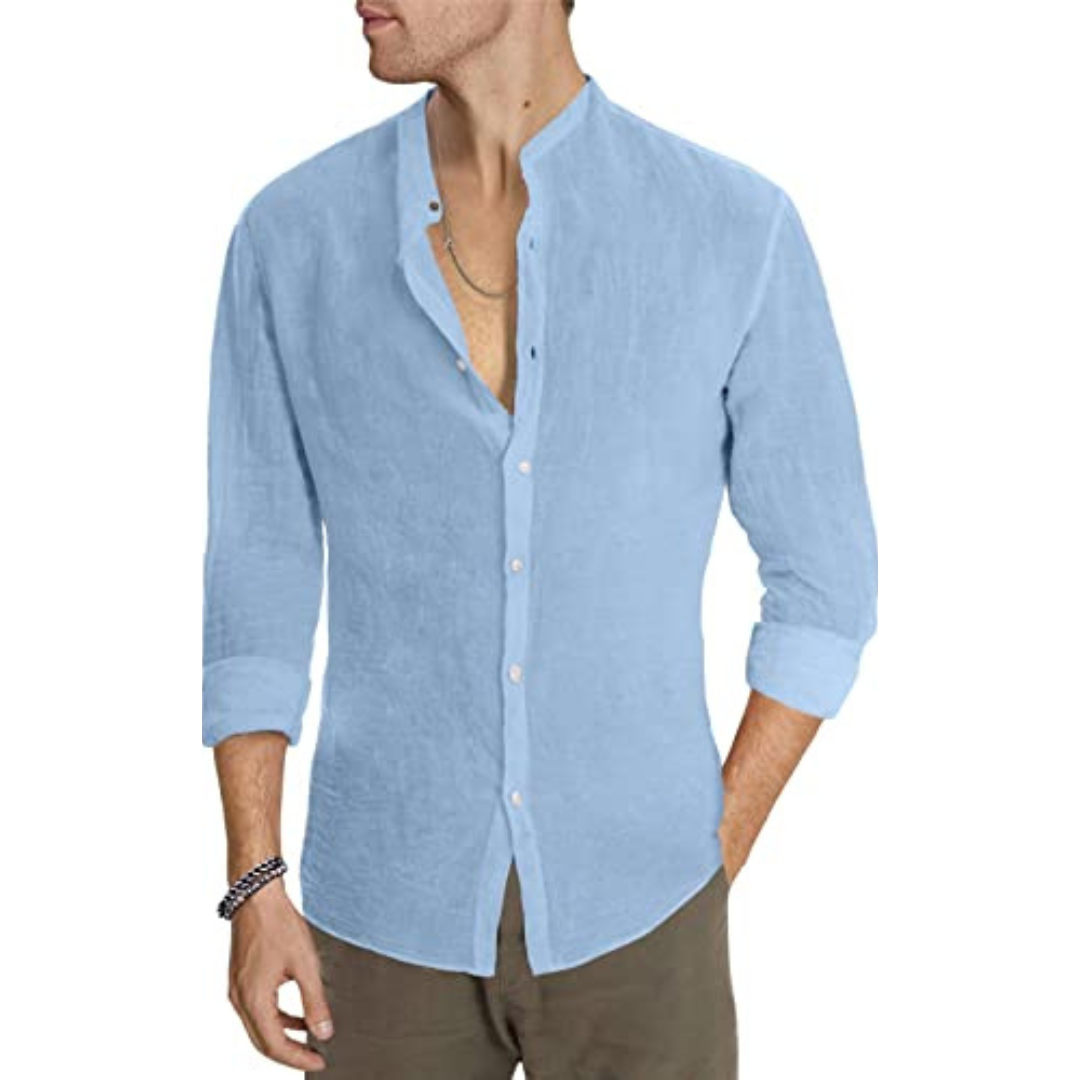 Premium Quality OEM Custom Mens Cotton Linen Shirts Casual Long Sleeve Button Down Beach Shirt