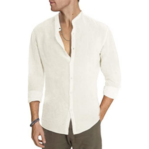 Premium Quality OEM Custom Mens Cotton Linen Shirts Casual Long Sleeve Button Down Beach Shirt