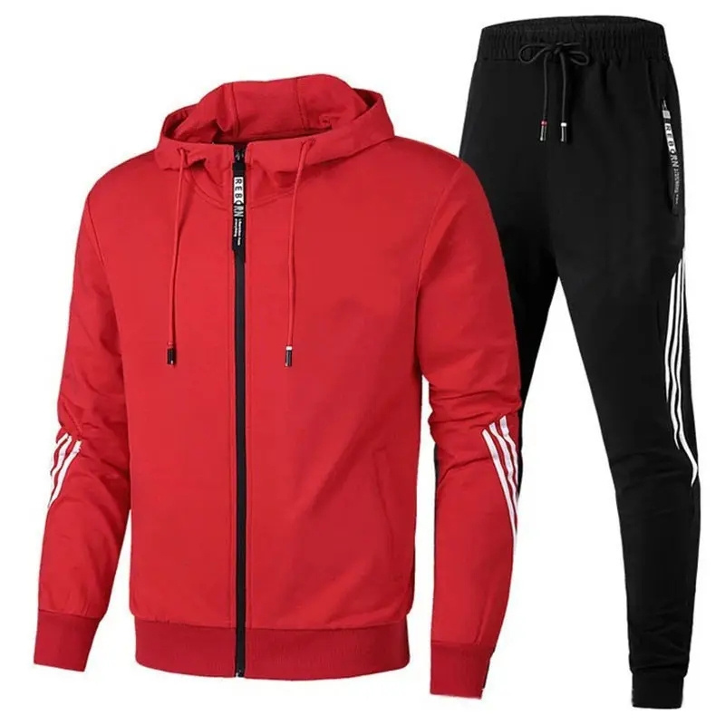 OEM Breathable Wholesale Custom Logo new men's casual sports suit two piece zipper hoodie pants sportswear men tracksuit