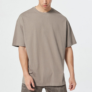 Plus Size Super heavy 220gsm thick oversized drop shoulder t-shirt Crew neck cotton boxy fit t shirt For Men In Affordable Price