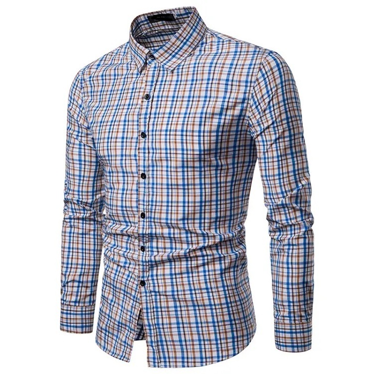 Wholesale cotton casual shirts Stand neck long sleeved Men's shirts Formal office dress shirts