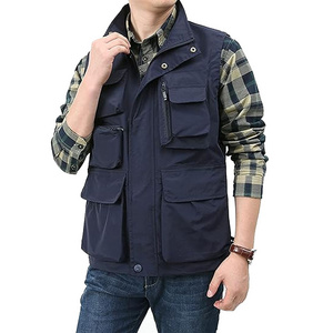 Best Selling Winter Wear Men Blue Multifunctional Zipper Utility Cotton Sleeveless Vest For Sale In Bulk Men Safety Vests