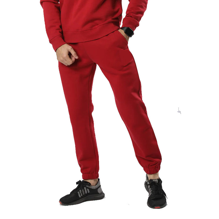 Top Selling Men Maroon Colour Cotton French Terry Crewneck Sweatshirt With Sweat Pants For Sale Men Training Wear