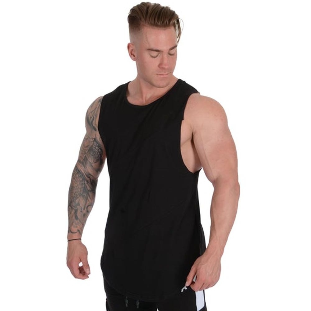 100% Cotton Organic Men Sleeveless Tank Top Wife Beater Gym Stringer Tank Top For Men Men's Gym Tank Top