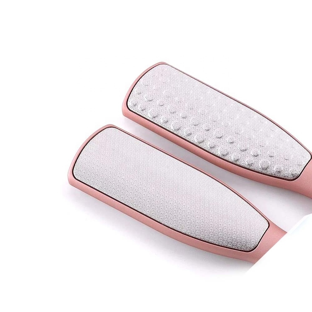 Pink Stainless Steel Exfoliate Foot File Foot Scrubber Rasp Callus Remover Foot Grater