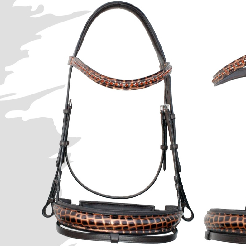 High Quality Leather Horse Bridle , Genuine Leather Bridle With Soft Padded Jumping Horse Bridle In Brown