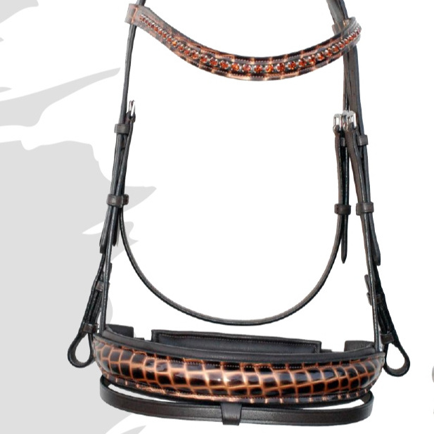 High Quality Leather Horse Bridle , Genuine Leather Bridle With Soft Padded Jumping Horse Bridle In Brown