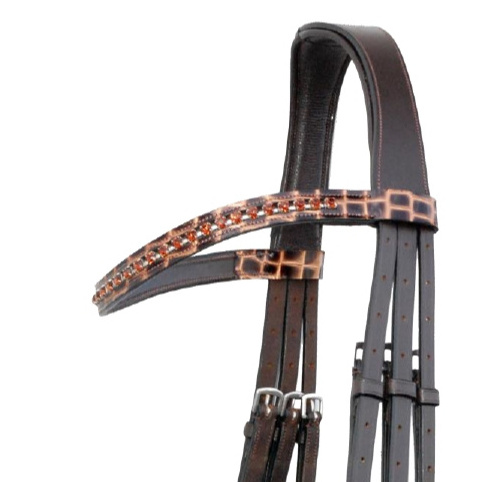 High Quality Leather Horse Bridle , Genuine Leather Bridle With Soft Padded Jumping Horse Bridle In Brown