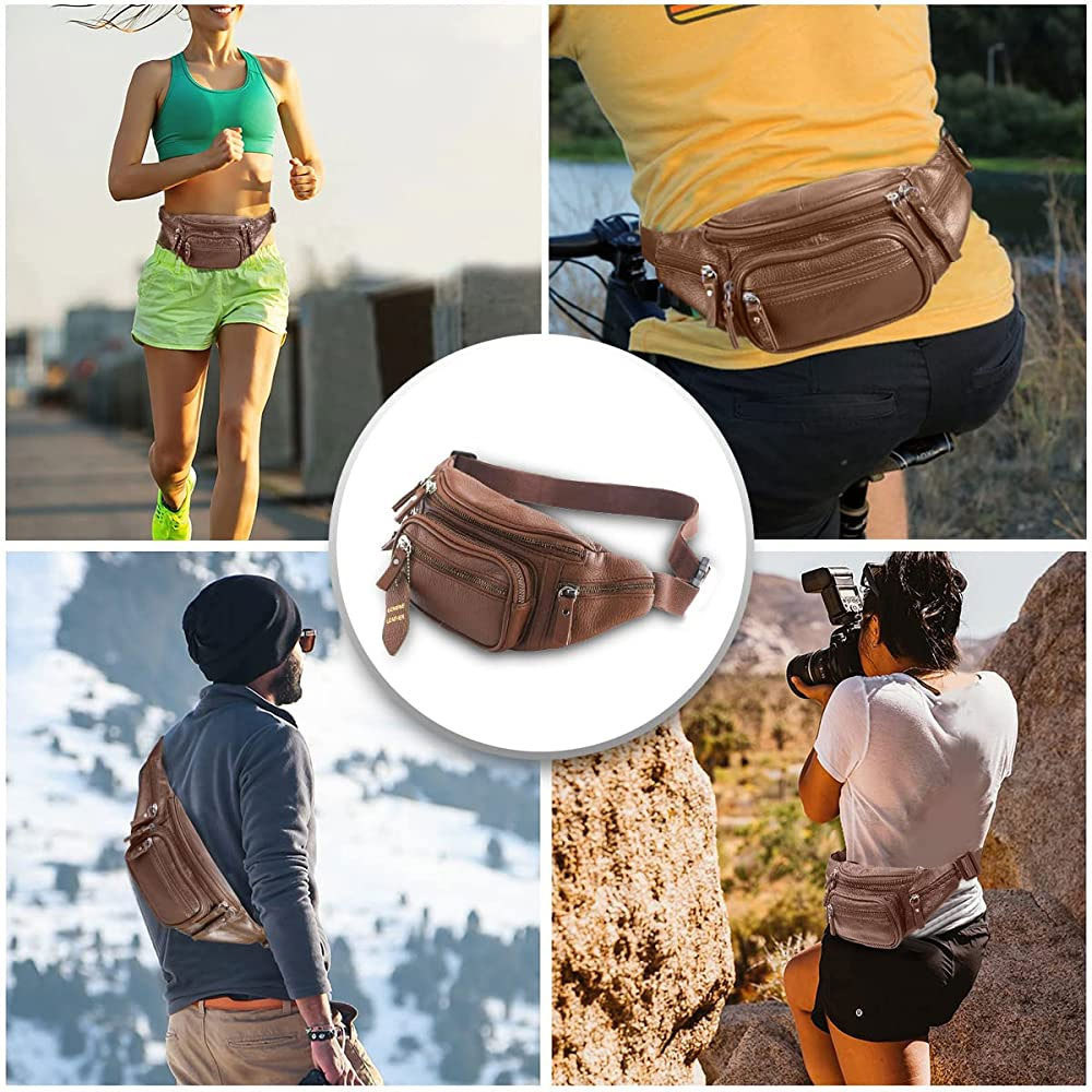 Wholesale Custom Made Travel Leather Waist Bag Fanny Pack Waist Bag For Unisex By Standard International