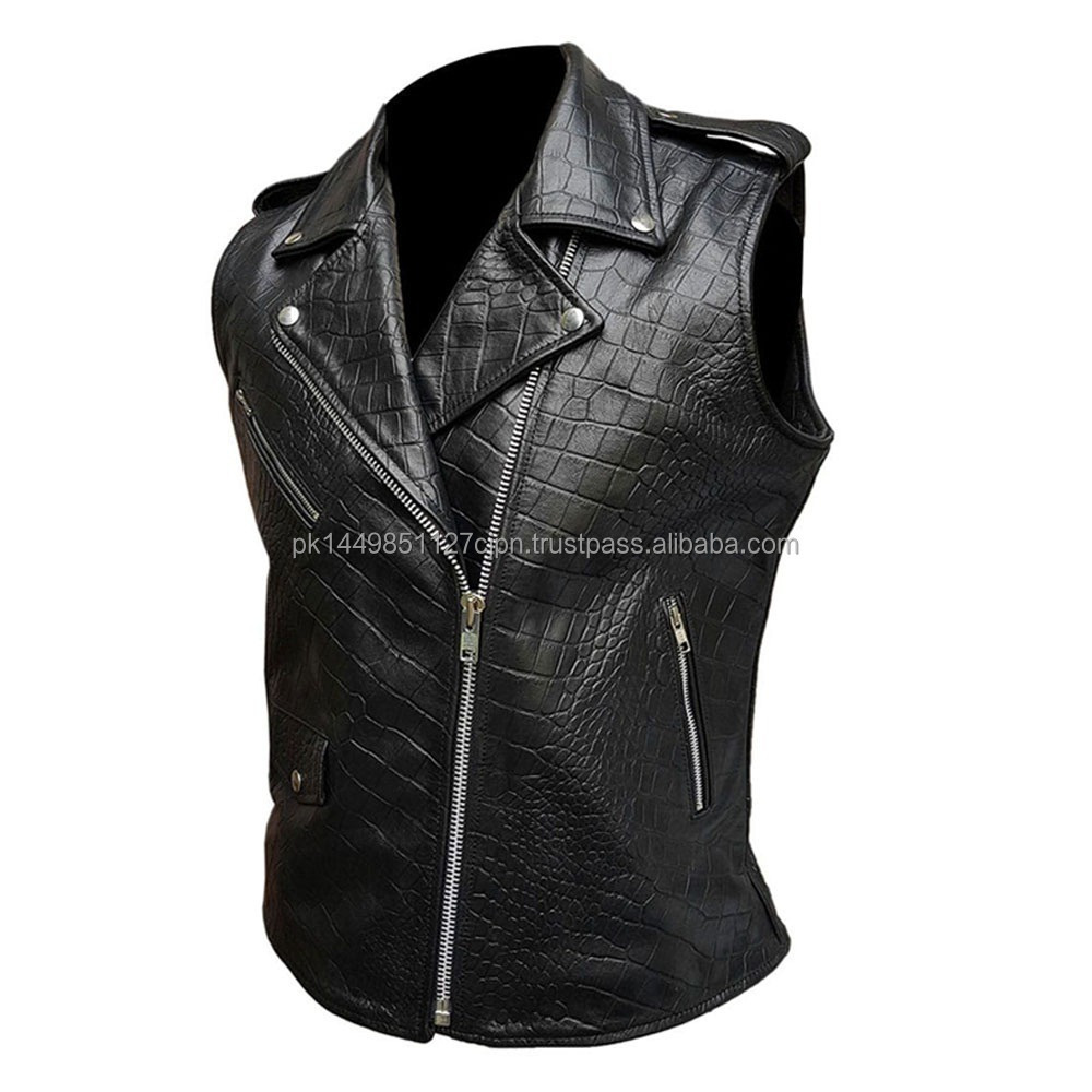 Manufacturers & Suppliers Men Leather Vest Motorcycle Wearing Leather Vest Fashion Leather Vest Made In Pakistan