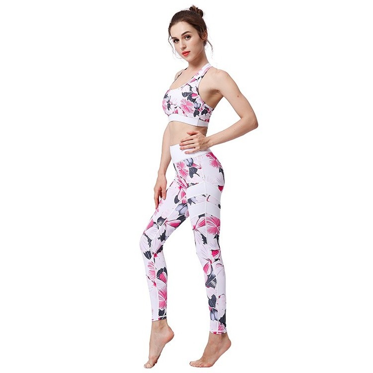 Best Supplier Private Label Women Yoga Set 2 Pcs Sports Fashion Elastic Waist Fitness Custom Yoga Set