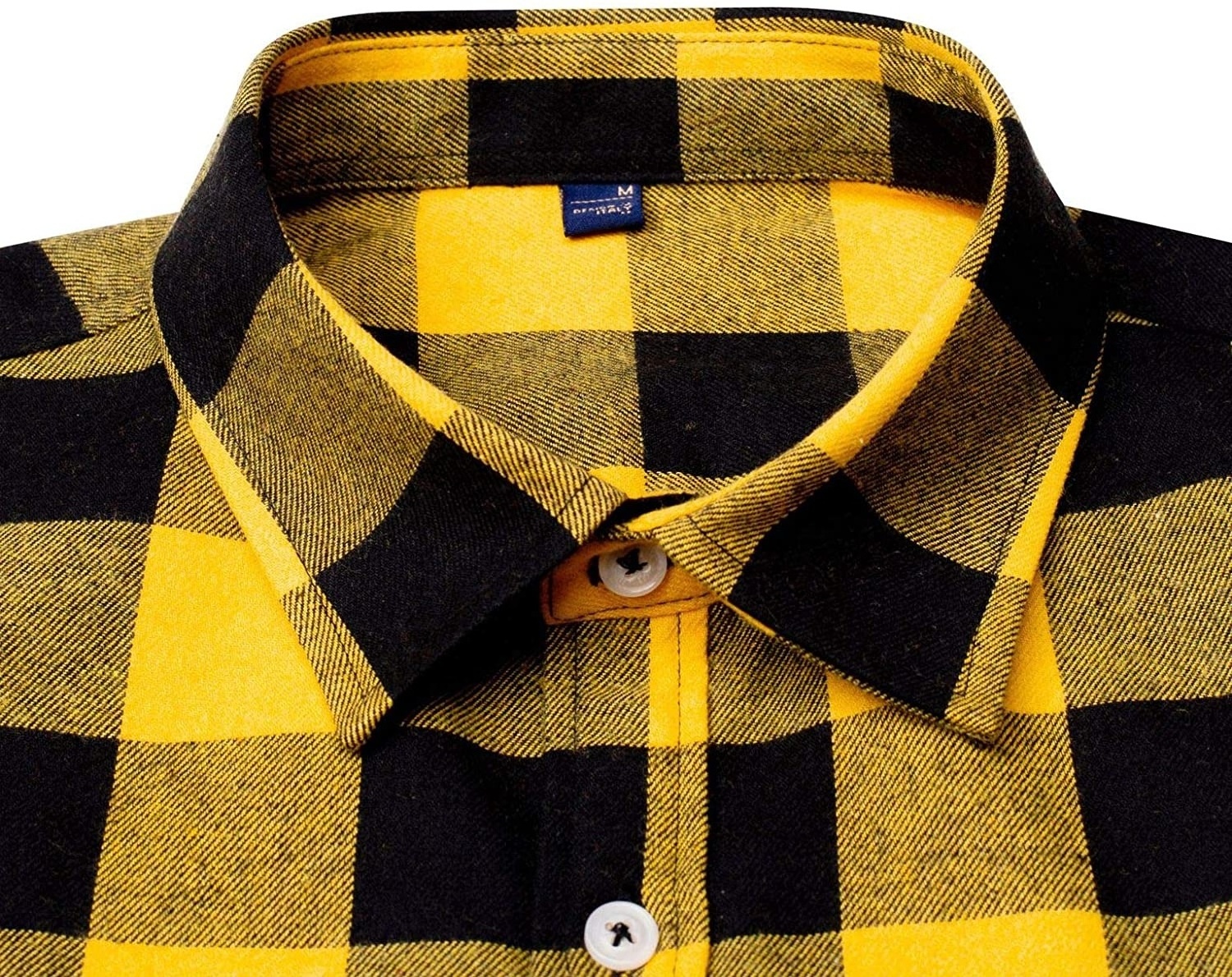 Premium Quality Men's Regular-fit Yellow & Black Checkboxes Long-Sleeve Plaid Flannel Shirt