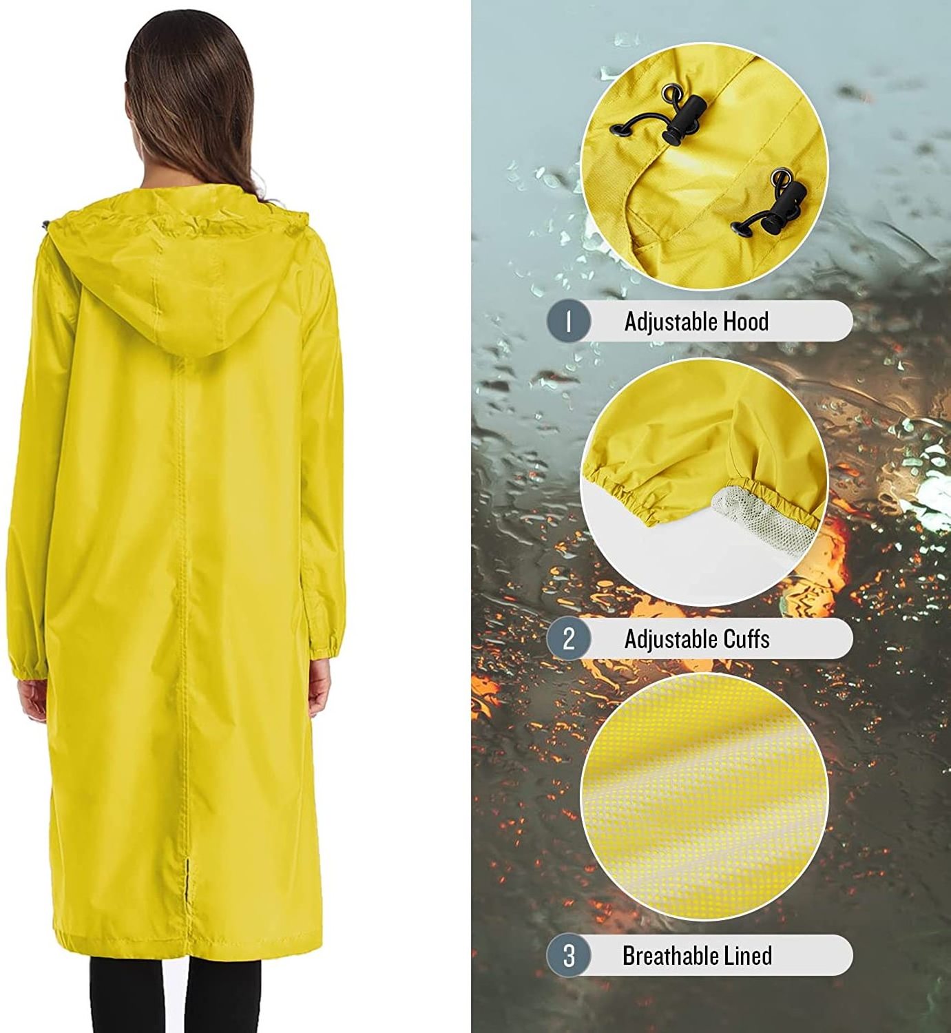 Most Popular Polyester Raincoat Breathable Rain Pants Waterproof Hooded Rain Suit Rainwear Rain Coat