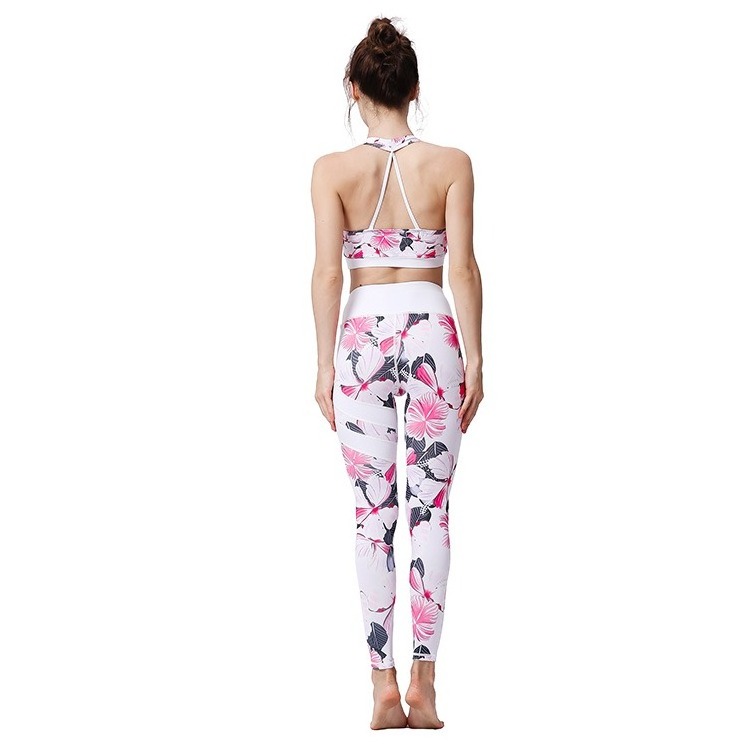 Best Supplier Private Label Women Yoga Set 2 Pcs Sports Fashion Elastic Waist Fitness Custom Yoga Set