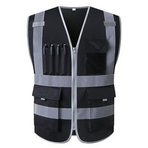 Custom Multi Pocket Safety Work Vest High Visible Reflective Safety Vest