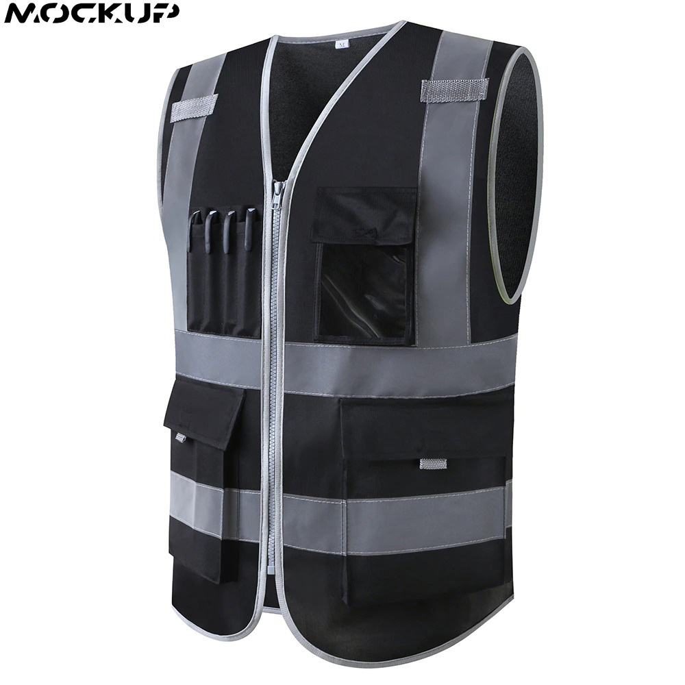 Custom Multi Pocket Safety Work Vest High Visible Reflective Safety Vest