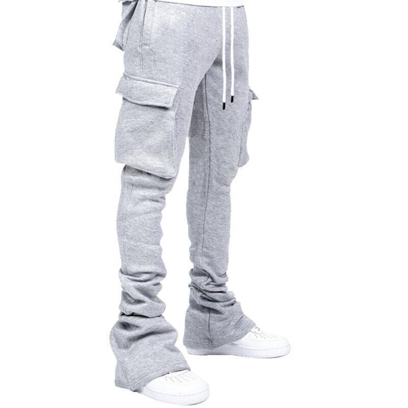 Mens Winter Fall Drawstring Waist Sweatpants Casual Flared Stacked Jogger Pants Mens Sweatpants Flare Stacked Sweat Pants