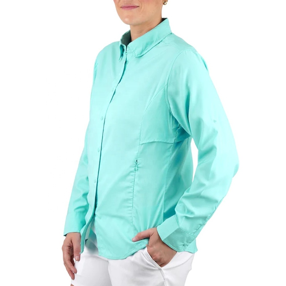 Women Spf Fishing Shirts Uv Button Down Up Quick Dry Sun Uv Protection Convertible Long Sleeve Shirts For Hiking Camping Sailing