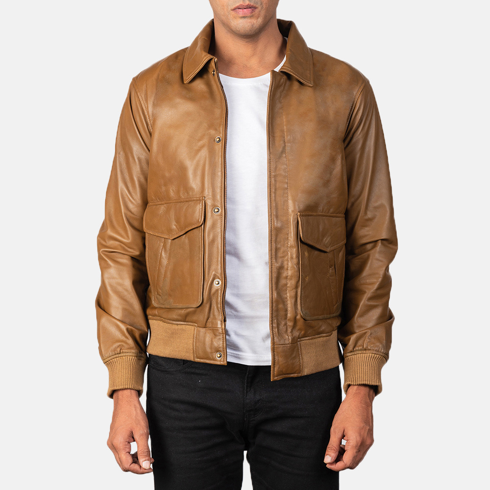 OEM customized real leather sheepskin zipper men biker jacket with quilted lining leather jacket Cheap Price