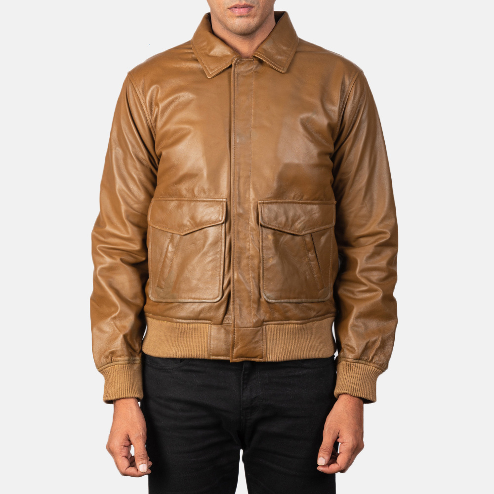 OEM customized real leather sheepskin zipper men biker jacket with quilted lining leather jacket Cheap Price