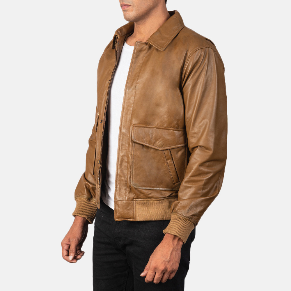 OEM customized real leather sheepskin zipper men biker jacket with quilted lining leather jacket Cheap Price