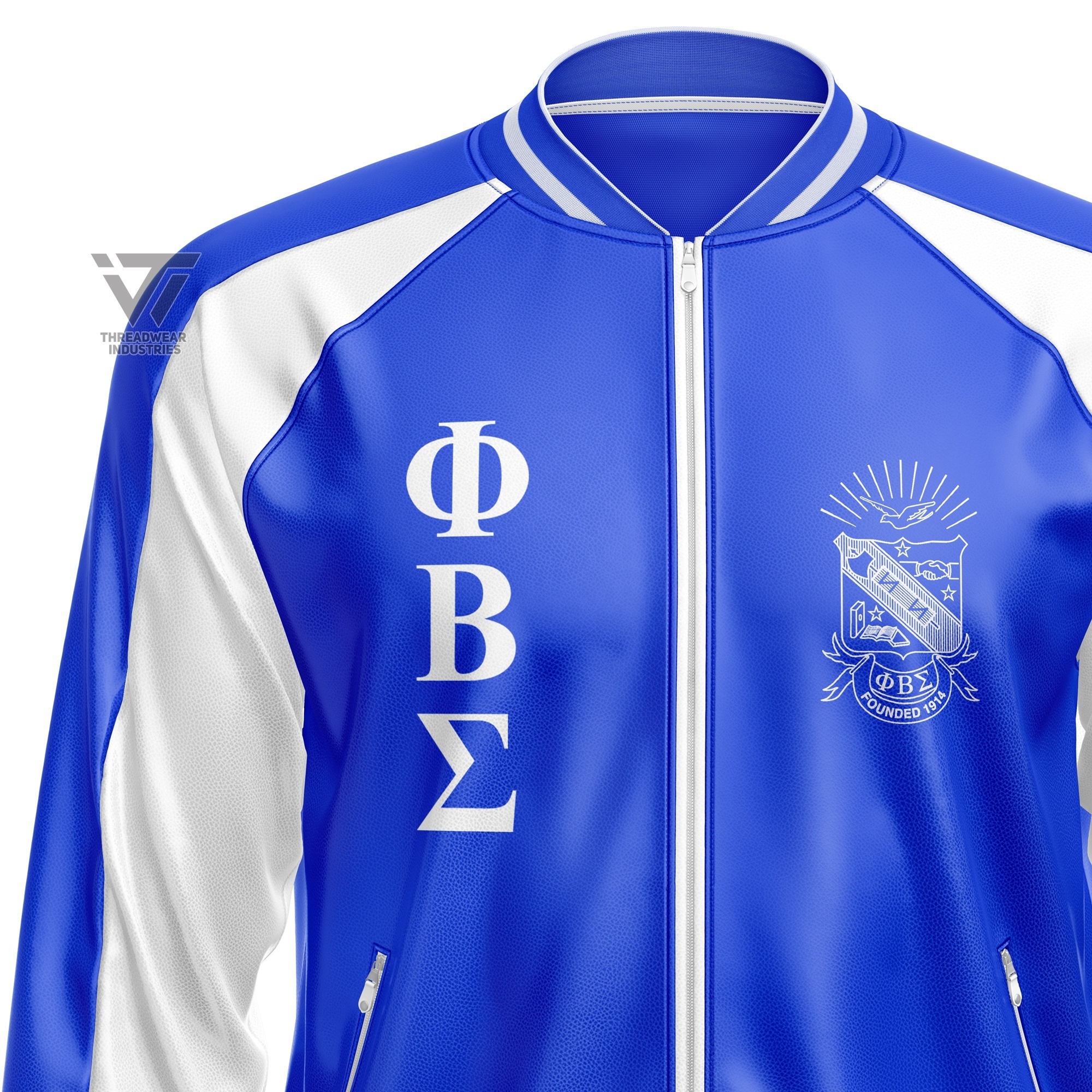 Custom Phi Beta Sigma Fraternity Embroidered Motorcycle Leather Paraphernalia Jacket