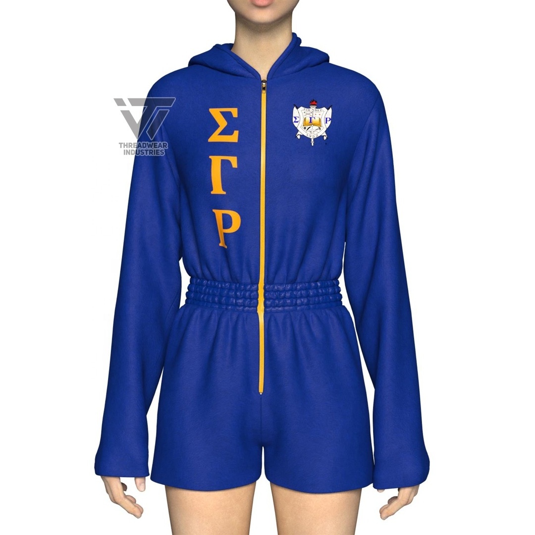 Custom Velour Embroidered Sigma Gamma Rho Sorority Clothing Jumpsuit