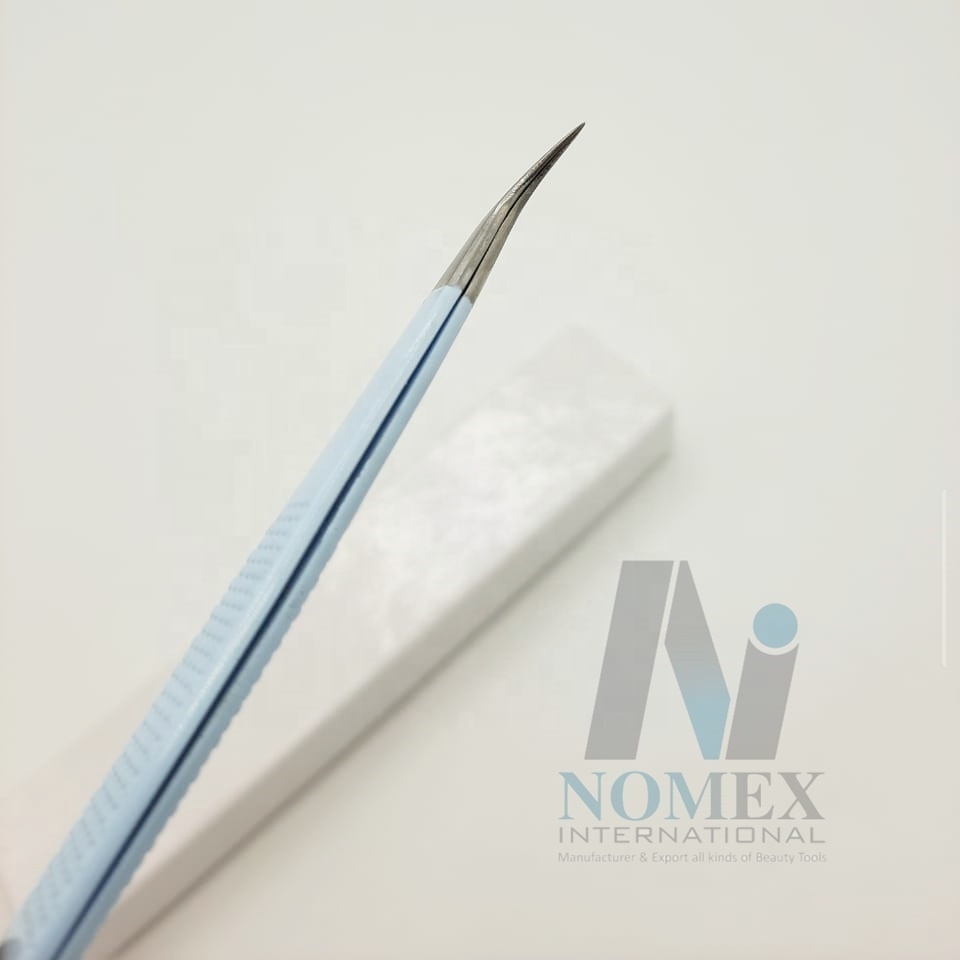 Just A Slight Pressure On Tweezers Is Needed To Pick Up Lashes! Sky Blue Color Coated Solid 90 Degree & 45 Degree Tweezers