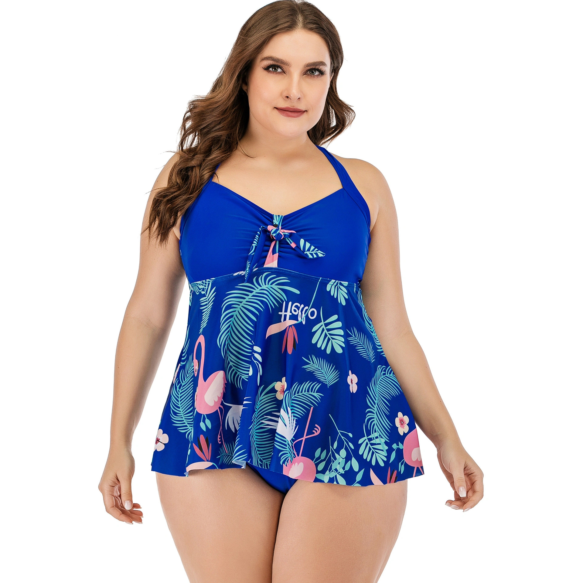 2022 Hot Sale Fat Women Sexy Two Piece Bathing Suit Wholesale Custom Sublimation Printed Plus Size Tankini & Panty Sexy Swimwear