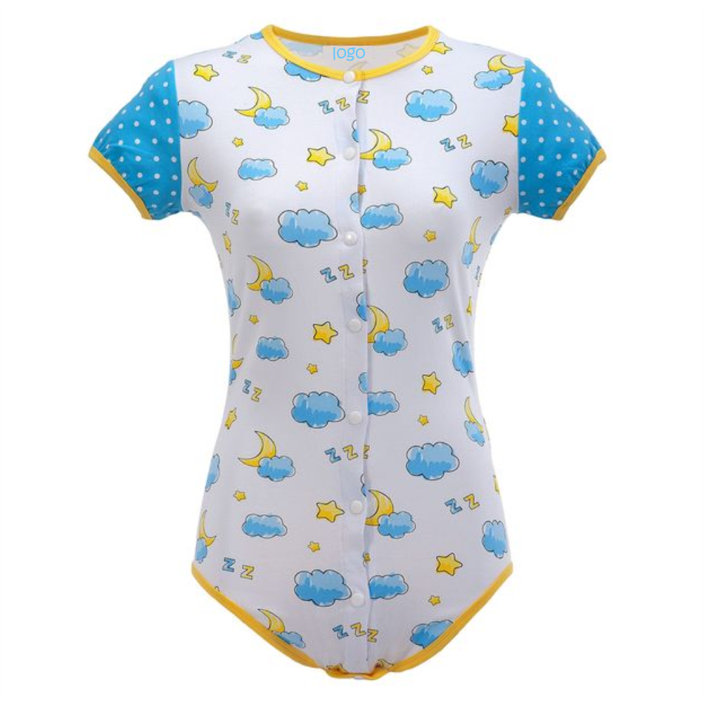 Adult Baby Onesie Diaper Lover (ABDL) Button Crotch Romper plus size  Onesie Sleepy time Onesie