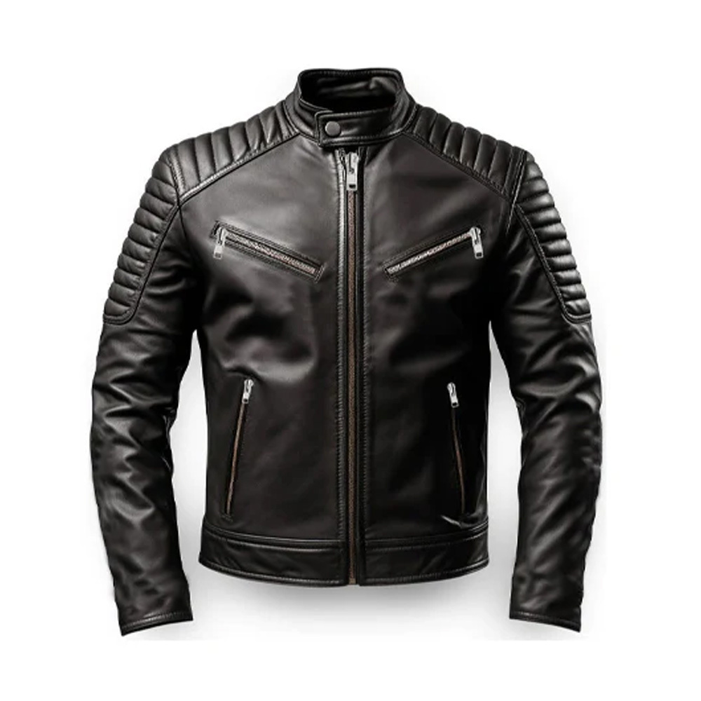 2024 New Causal Vintage Leather Jacket Coat Men Spring Outfit Design Motor Biker Pocket PU Leather Jacket