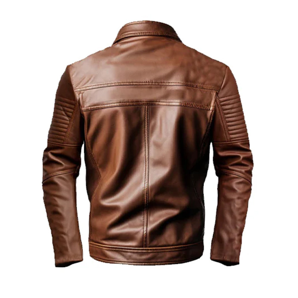 2024 New Custom Print OEM Men Fashion Leather Jacket Men PU Cow Sheepskin Full Zipper Leather jacket