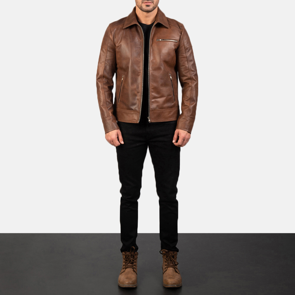 Hot Sale Genuine Leather Jacket Men fashion Jackets Turn Down Collar All Sizes with Customized Logo and Label