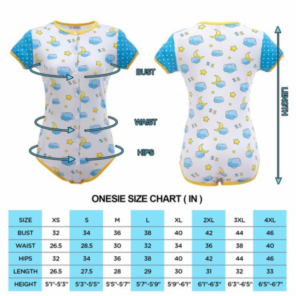 Adult Baby Onesie Diaper Lover (ABDL) Button Crotch Romper plus size  Onesie Sleepy time Onesie