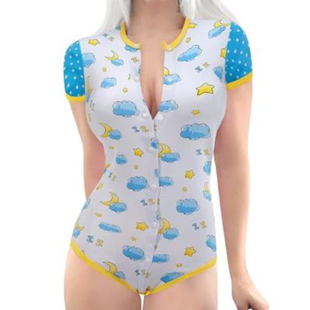 Adult Baby Onesie Diaper Lover (ABDL) Button Crotch Romper plus size  Onesie Sleepy time Onesie