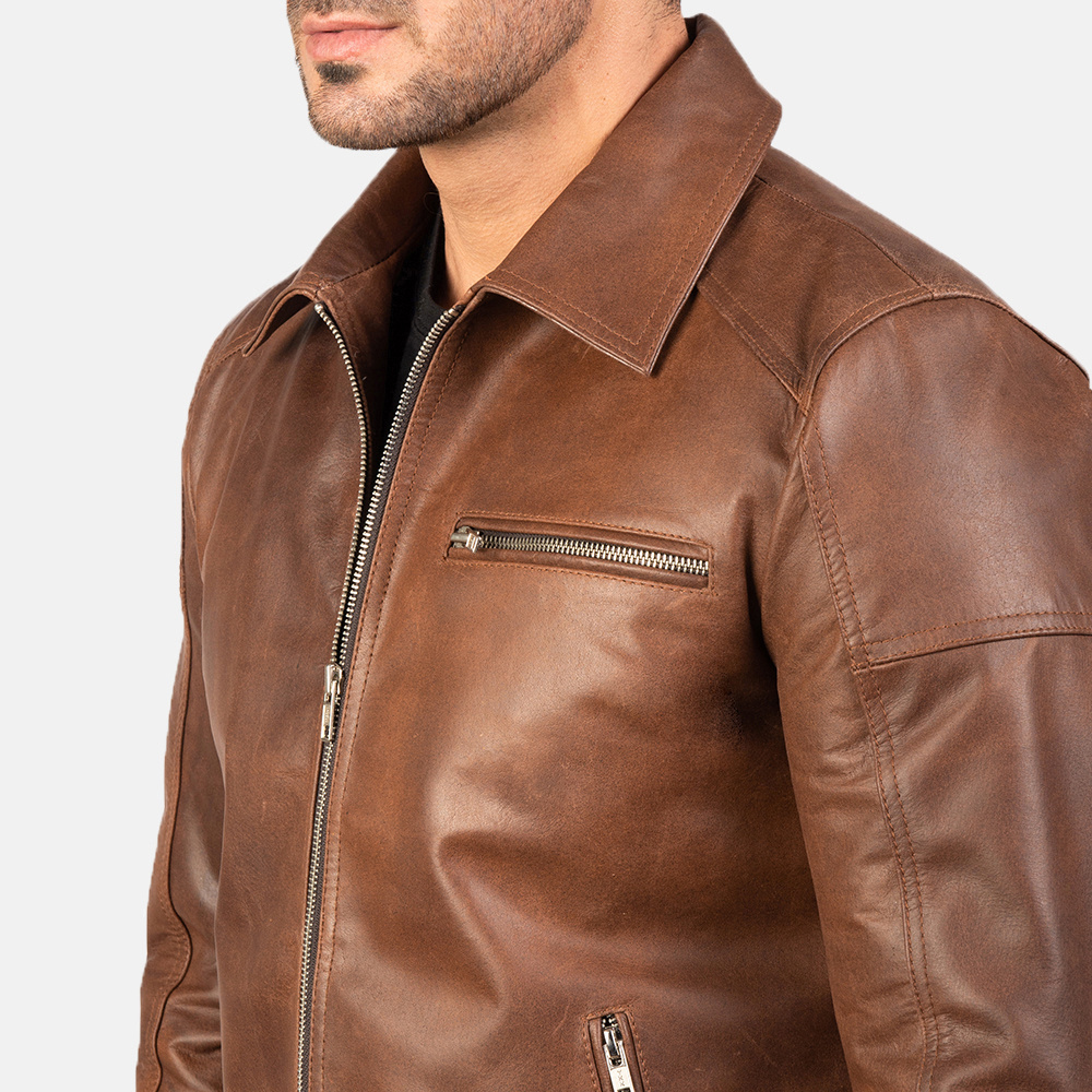 Hot Sale Genuine Leather Jacket Men fashion Jackets Turn Down Collar All Sizes with Customized Logo and Label