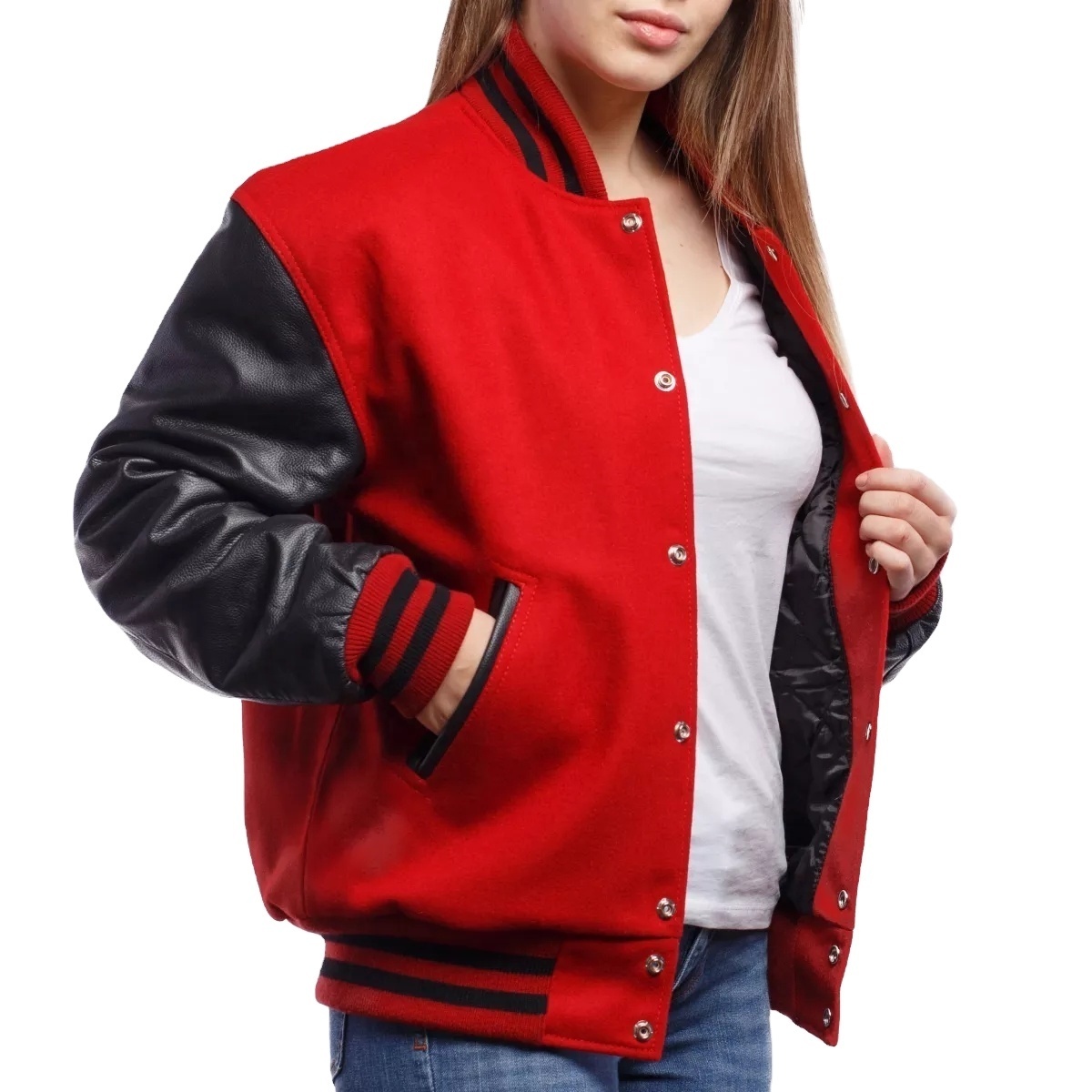 2023 Red And Black Basketball Letterman Patches Embroidered Varsity Jackets / Men and Women College School Jacket