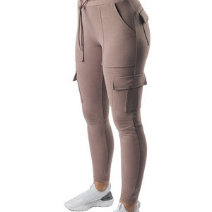 Wholesale Women's Gym Tights Sweat Jogger Pants Multi Pocket Cargo Pants Gym Custom Jogger Pants Sweatpants For Girls