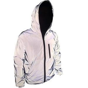 Custom color changing jacket Mens 3M Coat Super Bright Reflective Jacket Coats