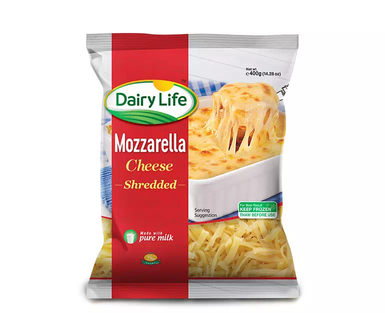 Mozzarella Shredded 400gm 48Pcs Pack Dairy Life Bulk Cheese For Pizza Organic Halal Mozzarella Cheese